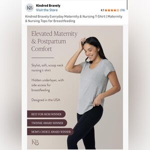Kindred Bravely Light Gray Scoop Neck Nursing Tee